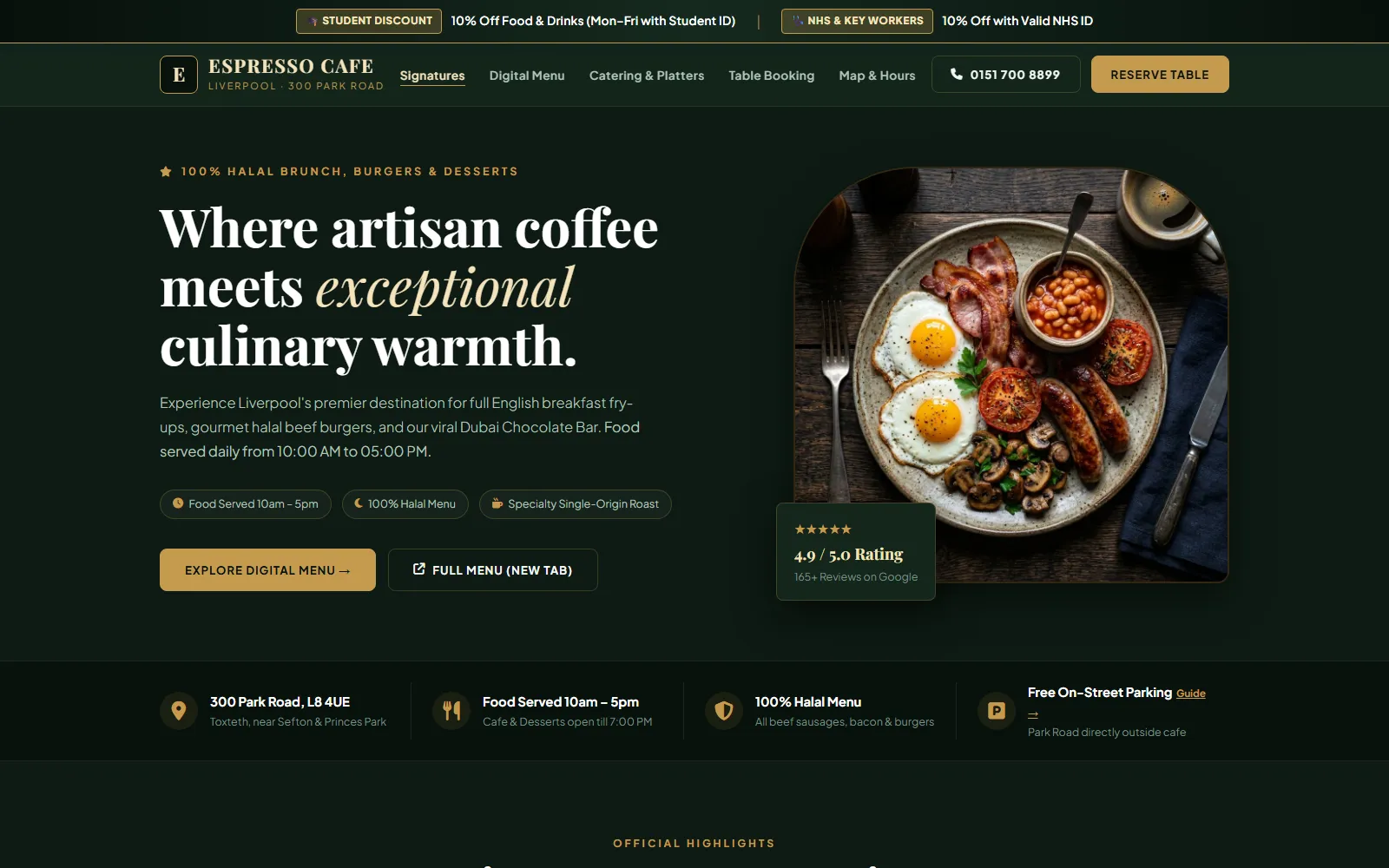 Espresso Cafe website