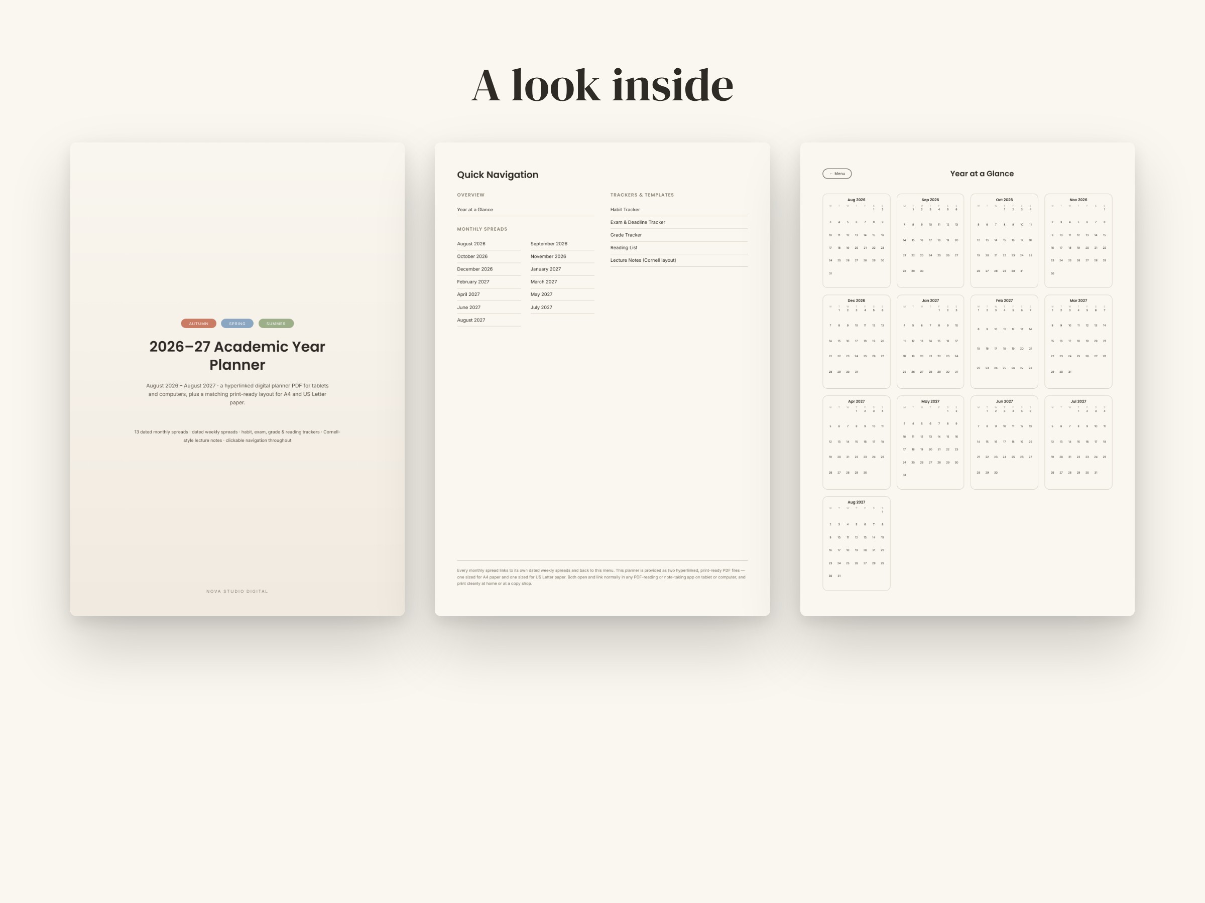 2026-27 Academic Planner - Hyperlinked Digital Student Planner, Printable A4 & US Letter PDF, image 2