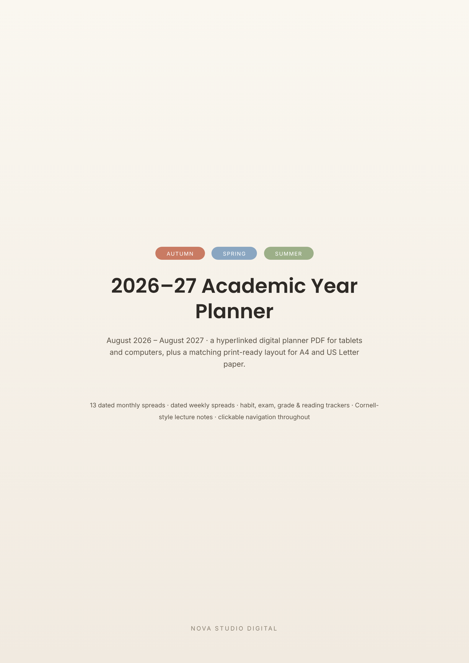 2026-27 Academic Planner - Hyperlinked Digital Student Planner, Printable A4 & US Letter PDF, image 4