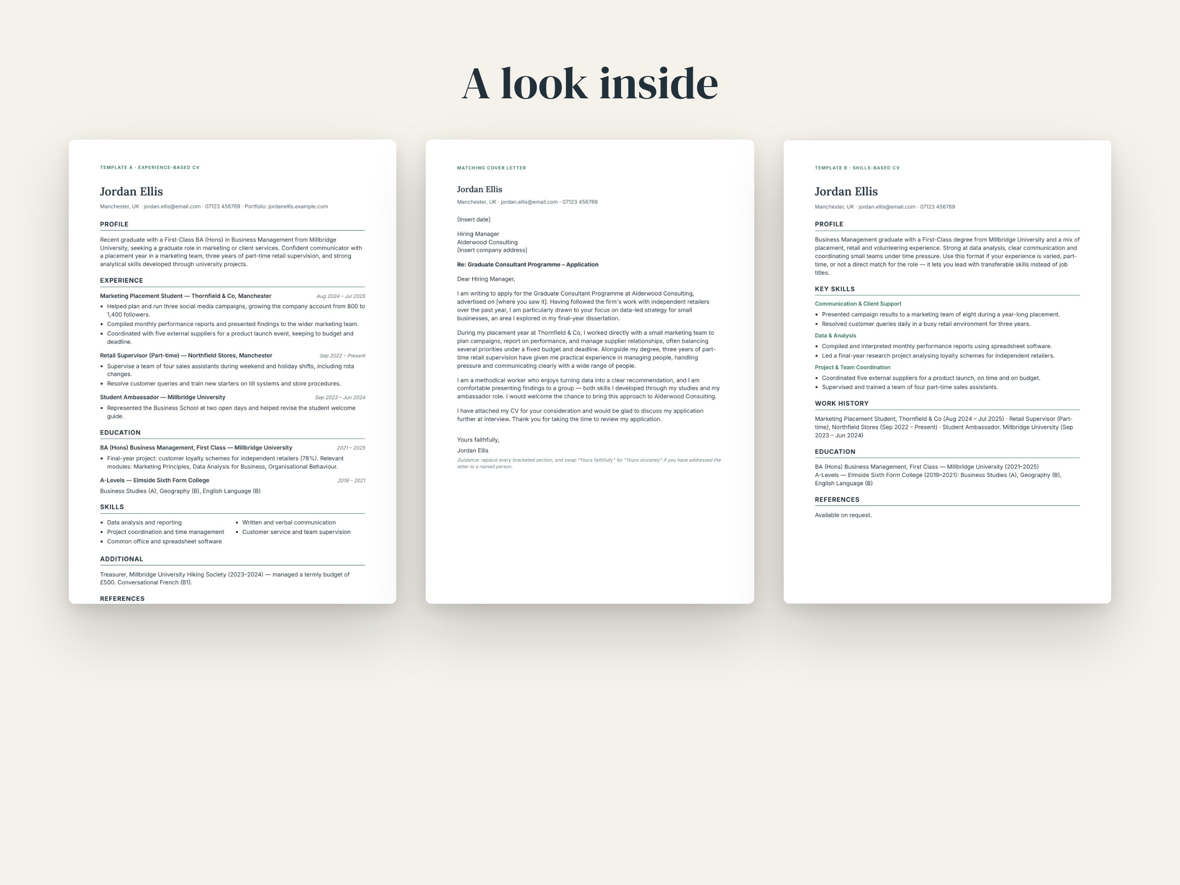 Graduate CV Template UK – ATS-Friendly Word & PDF, Cover Letter, Skills-Based CV + Christmas Temp CV Bundle, image 2