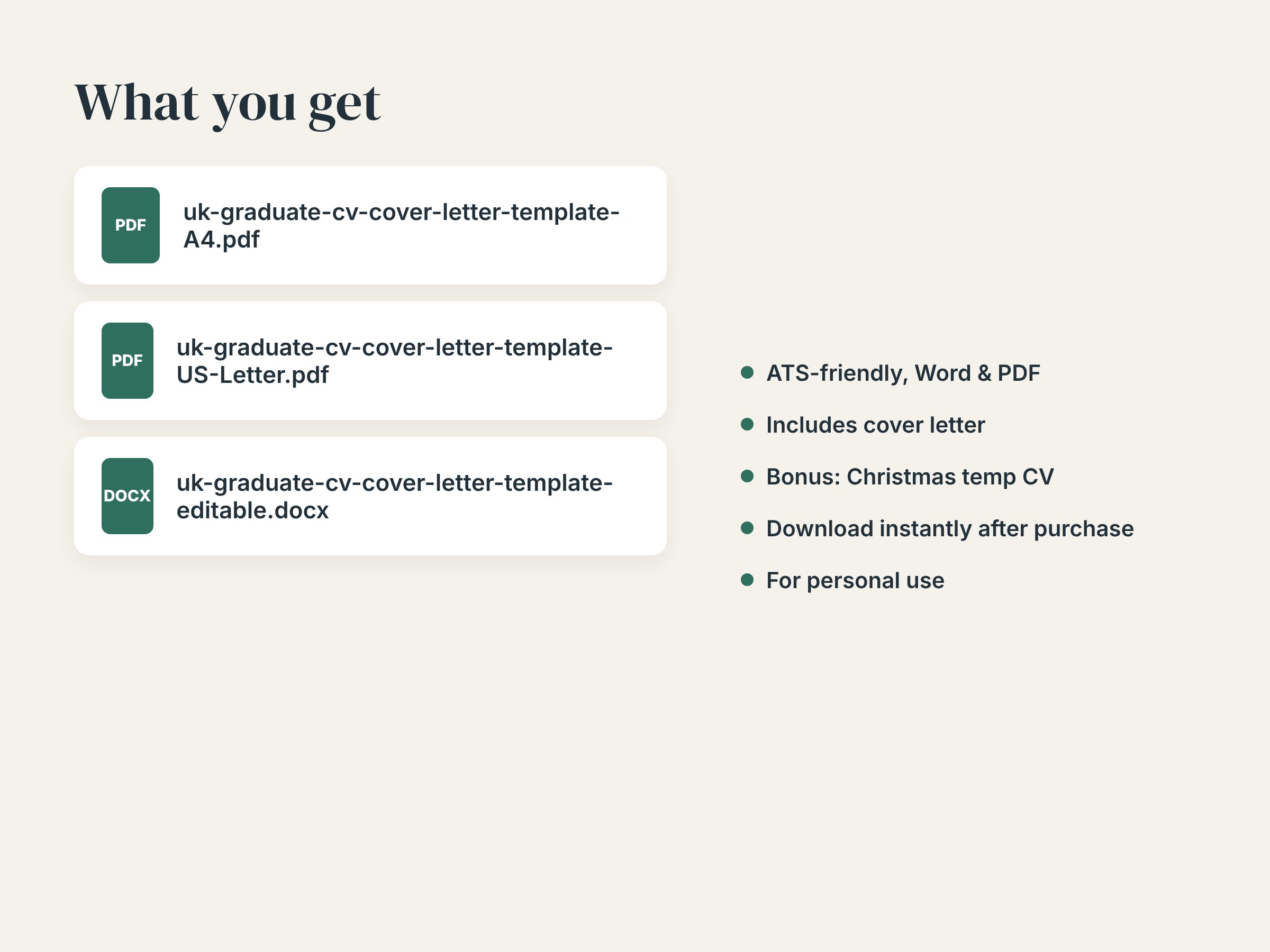 Graduate CV Template UK – ATS-Friendly Word & PDF, Cover Letter, Skills-Based CV + Christmas Temp CV Bundle, image 3