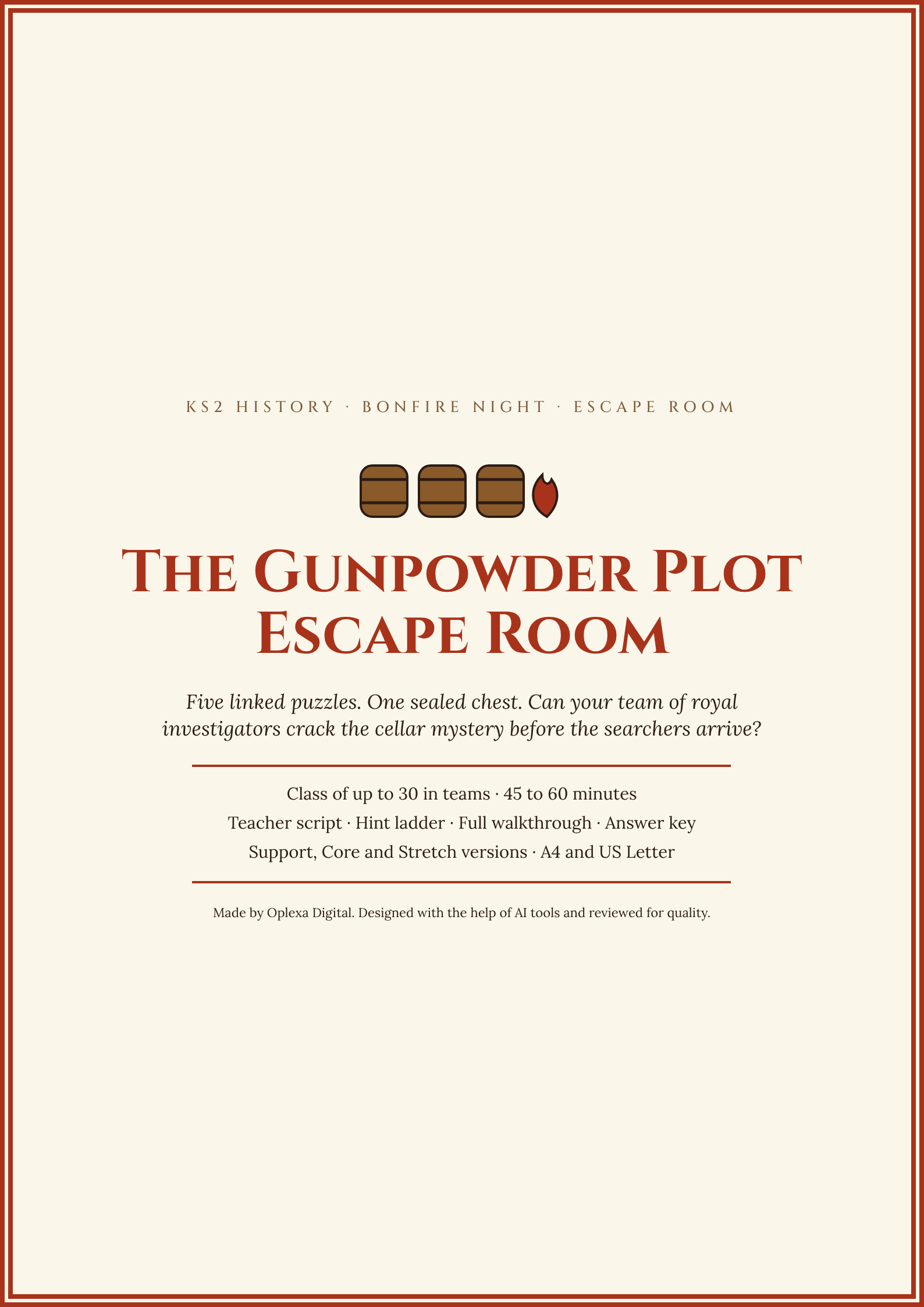 Gunpowder Plot Escape Room KS2, Bonfire Night Classroom Game with Answer Key, image 4